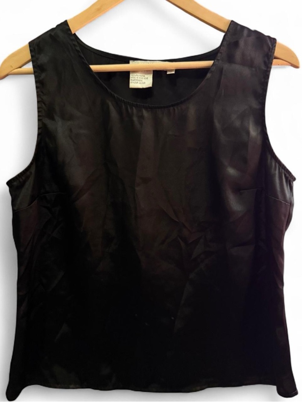 Como Vintage Black Satin Sleeveless Camisole